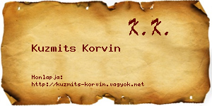 Kuzmits Korvin névjegykártya